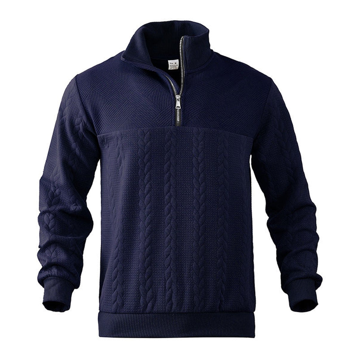 Andreas | Herren Zopfstrick Quarter-Zip Pullover — Metallreißverschluss mit Rippbündchen in 5 Farben | Westmere