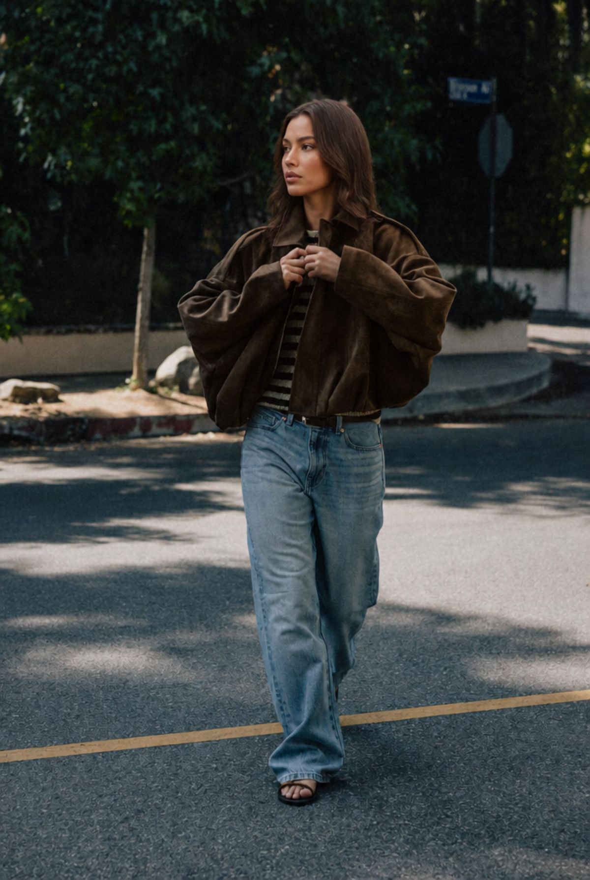 Jean Womens Oversized Suede Jacket, Cropped