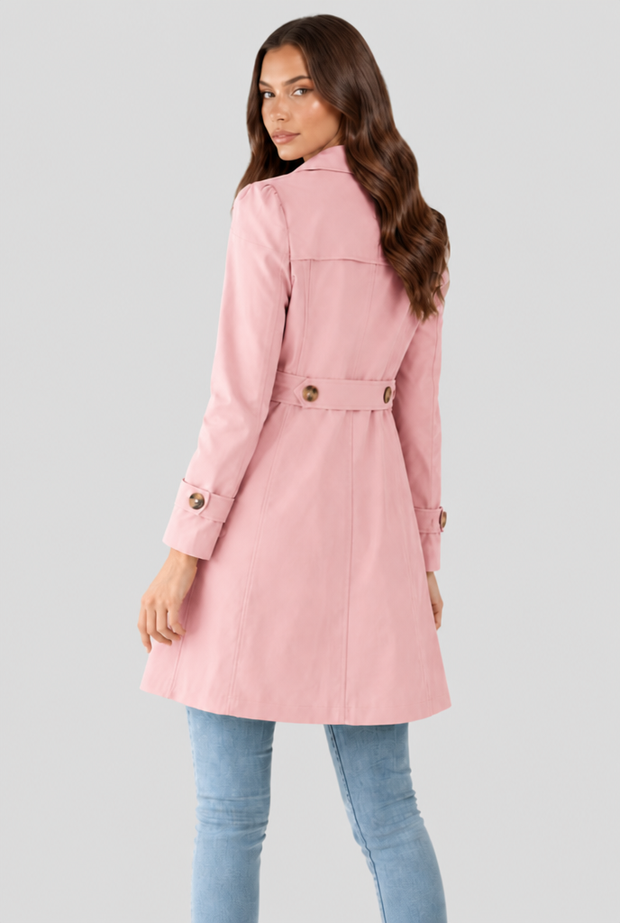 Katrina Womens Short Trench Coat, Fit and Flare