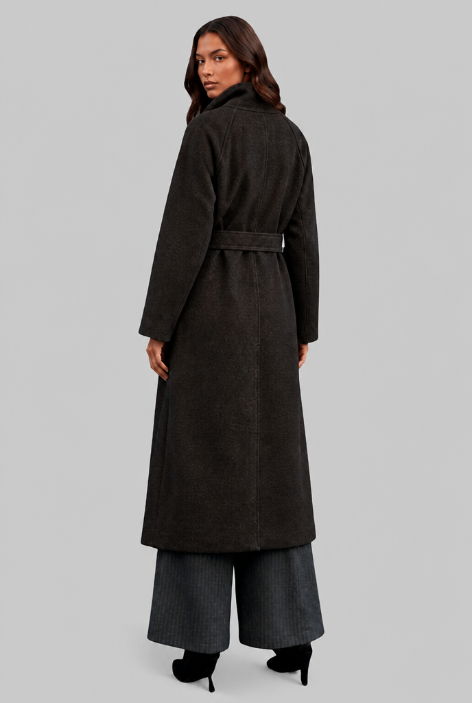 Courtney Womens Belted Longline Wool Coat