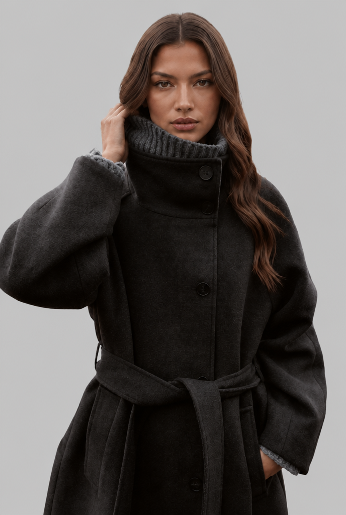 Courtney Womens Belted Longline Wool Coat