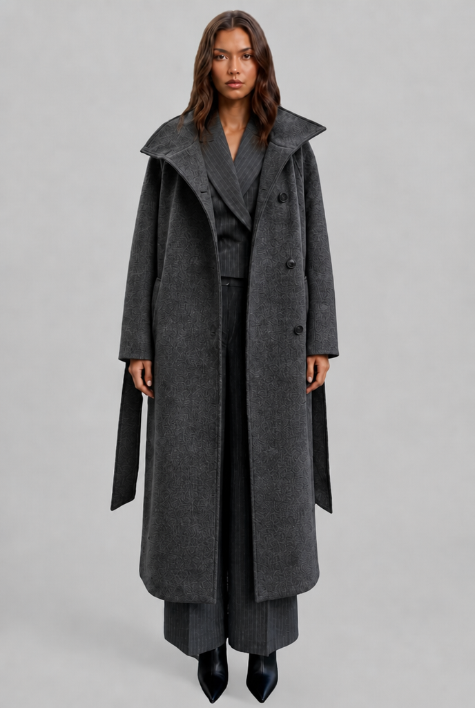 Courtney Womens Belted Longline Wool Coat