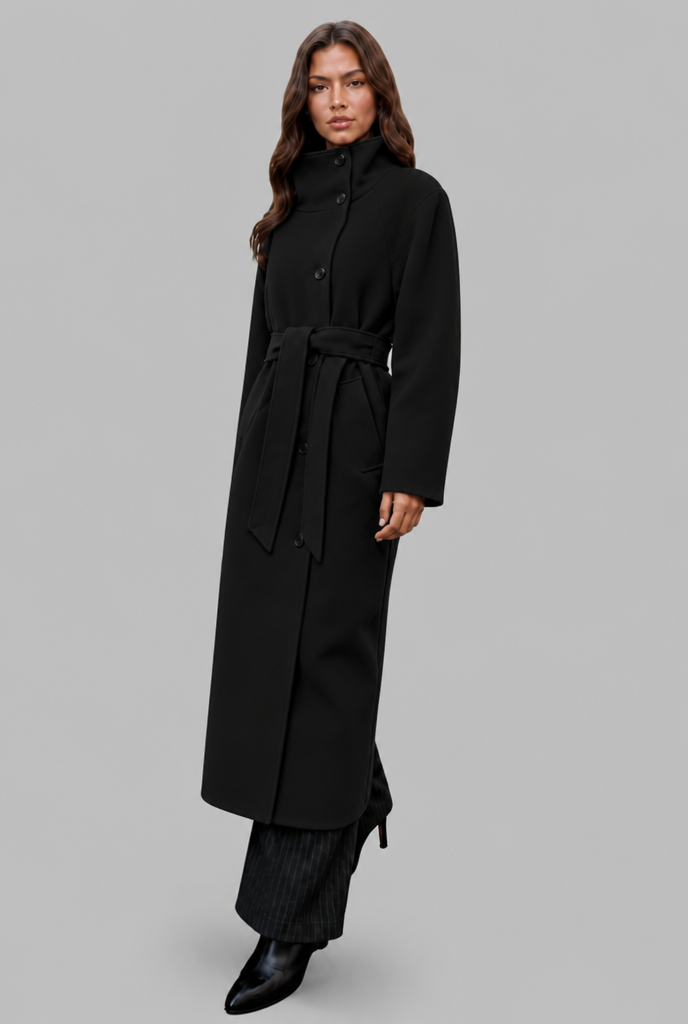 Courtney Womens Belted Longline Wool Coat