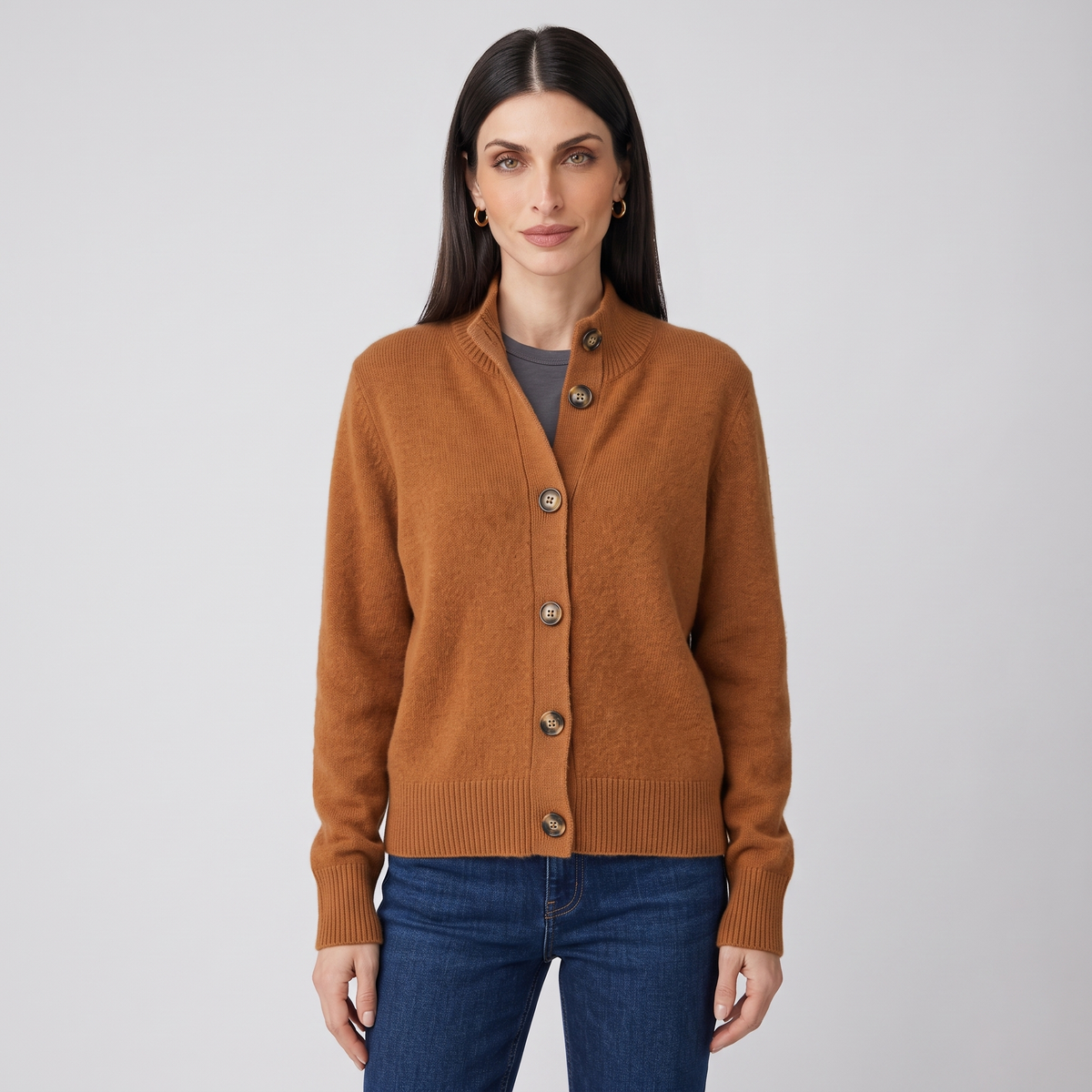 Lindsey Womens Cashmere Blend Cardigan with Statement Buttons