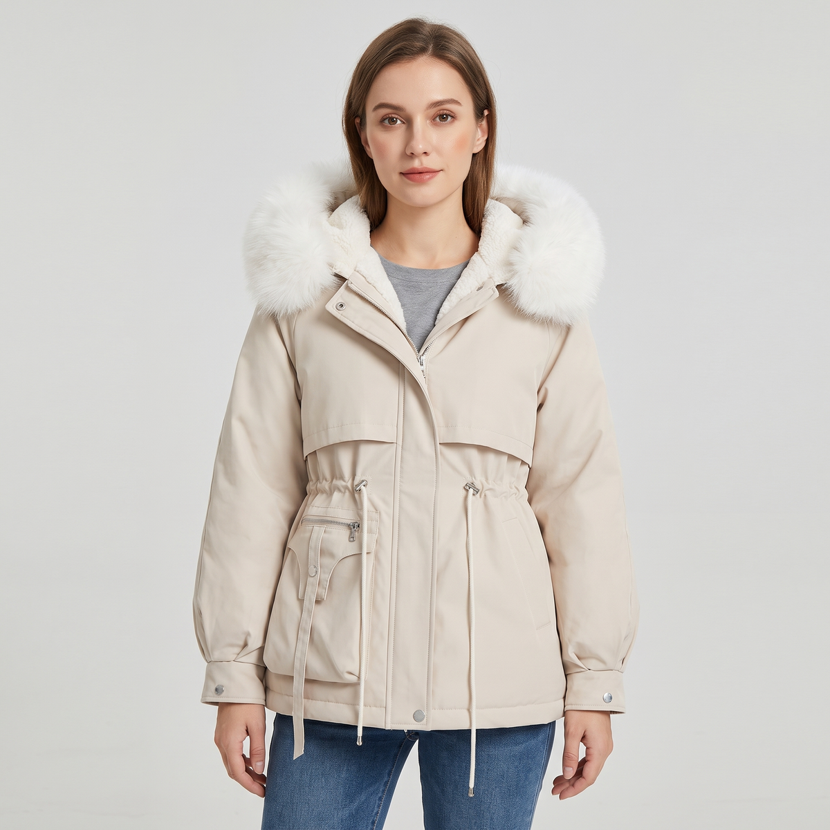 Aya Womens Padded Winter Jacket in White