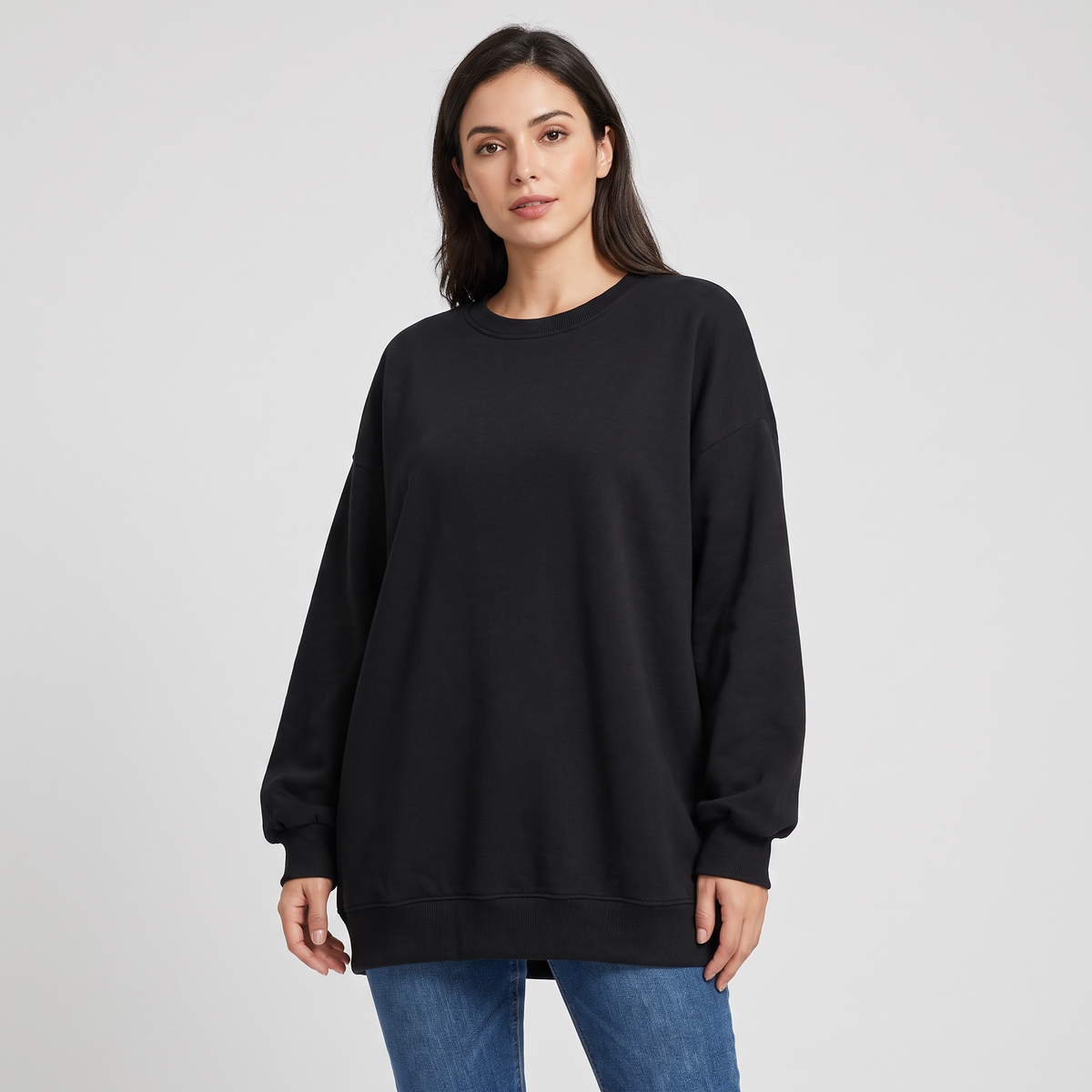 Alice Womens Oversized Tunic Sweater in Black