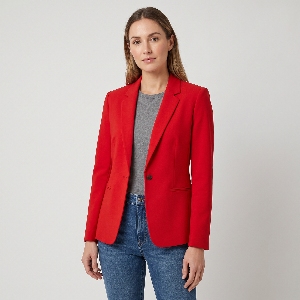Iris Womens Slim Fit Blazer, Wrinkle-Resistant in Dark Red