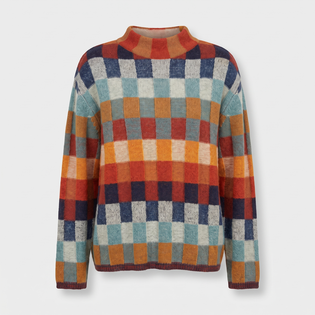 Kristi Womens Patchwork Turtleneck Sweater