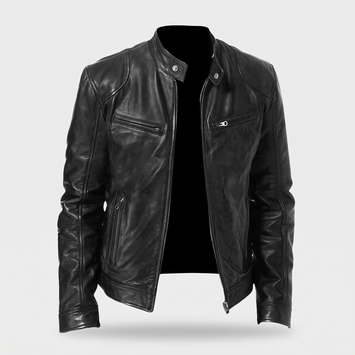 Ansel | Mens Biker Jacket with Snap Collar — Classic Biker Look in 10 Colors S–3XL | Westmere
