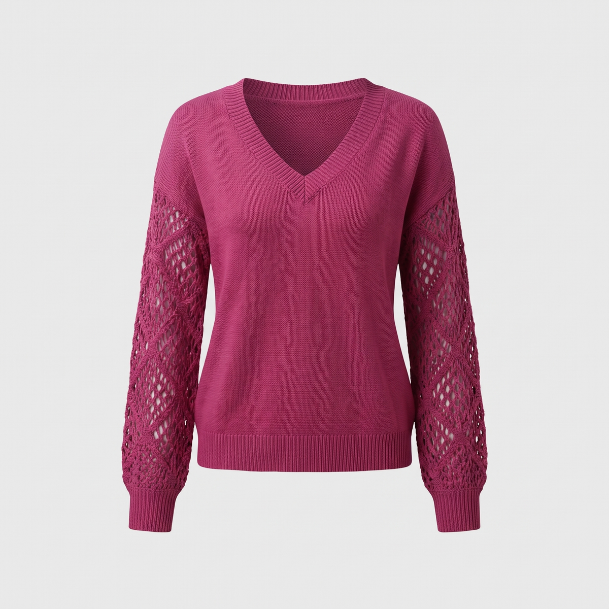 Women's V-Neck Sweater, Flattering Silhouette | Elongating Neckline, Soft-Touch Layer | Pink, White or Black | S–XL