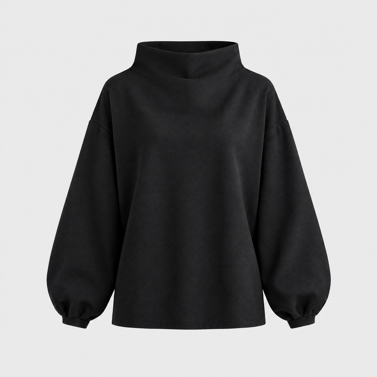 Women's High-Neck Soft Knit Top, Relaxed Oversized Fit | Chic High Neckline, Flattering Cut | Black, Blue or White | S–5XL