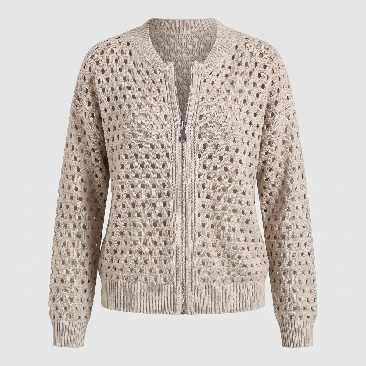 Orvyn | Women's Hollow Knit Zip-Up Cardigan — Open-Weave Layer with Zipper in 6 Colors | Westmere
