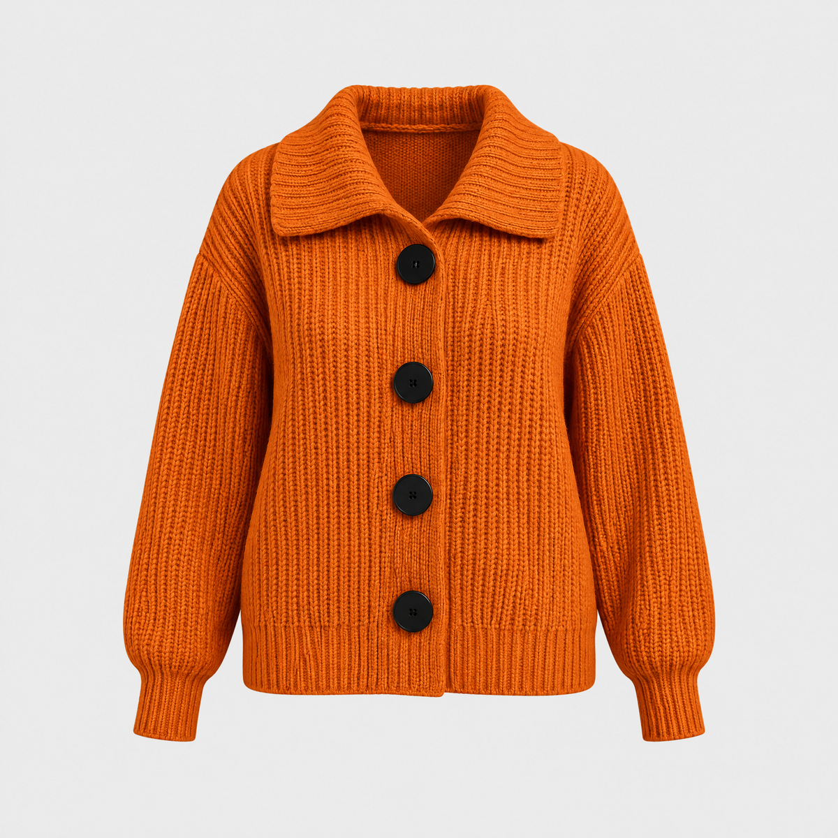 Vrelda | Women's Oversized Button-Front Cardigan — Chunky Ribbed Knit with Spread Collar | Westmere