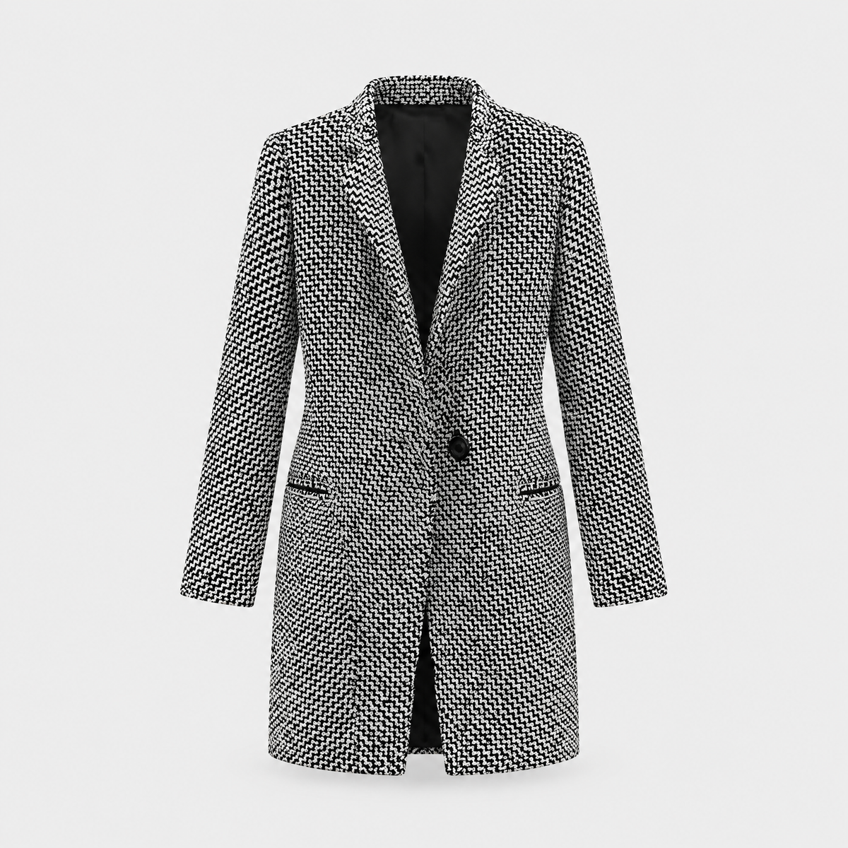 Women's Long Winter Coat, Insulated | Single-Button Closure, Deep V-Neckline | Structured Fit | S–4XL
