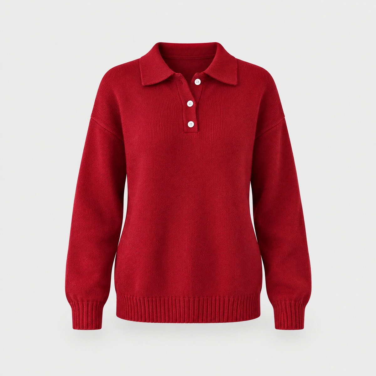 Ardenne | Women's Collared Polo Knit Sweater — Button Placket Pullover with Ribbed Cuffs | Westmere