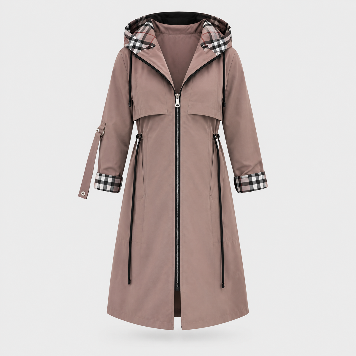 Women's Waterproof & Windproof Zip Coat | Protective Hood, Tailored Fit | Brown, Beige or Black | S–3XL