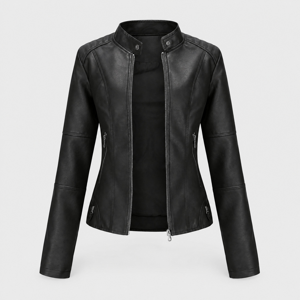 Women's Sleek Modern Jacket | Asymmetrical Zip, Adjustable Collar, Metallic Accents | 6 Colorways | S–3XL