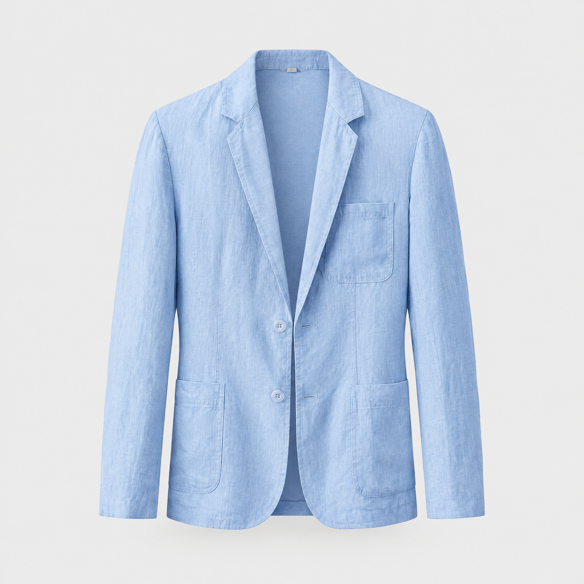Men's Linen-Cotton Blazer, Crumpled Weave | Lapel Collar, Multi-Pocket Front | Blue, White or Black | S–XXL