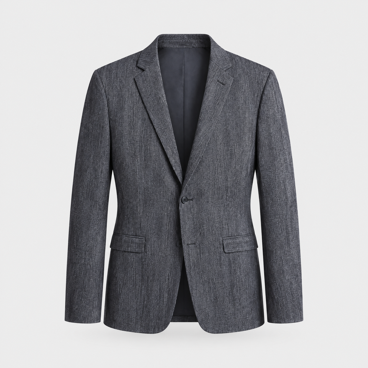 Men's Business Blazer, Slim-Fit Stretch Weave | Two-Button Front, Side Flap Pockets | Gray or Blue | S–XXL