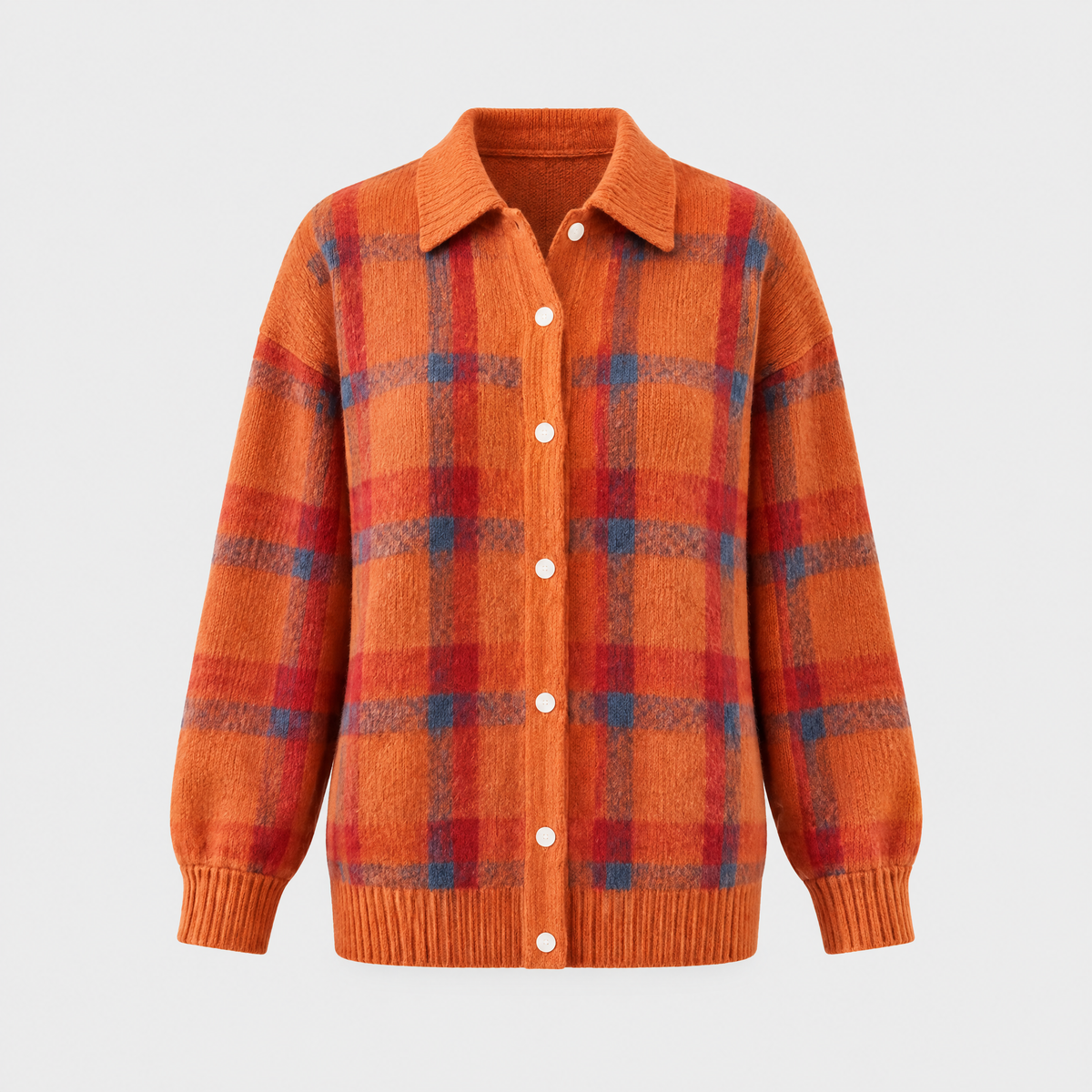 Carveth | Women's Plaid Button-Up Cardigan Sweater — Soft Knit Layer with Shirt Collar in 7 Colors | Westmere