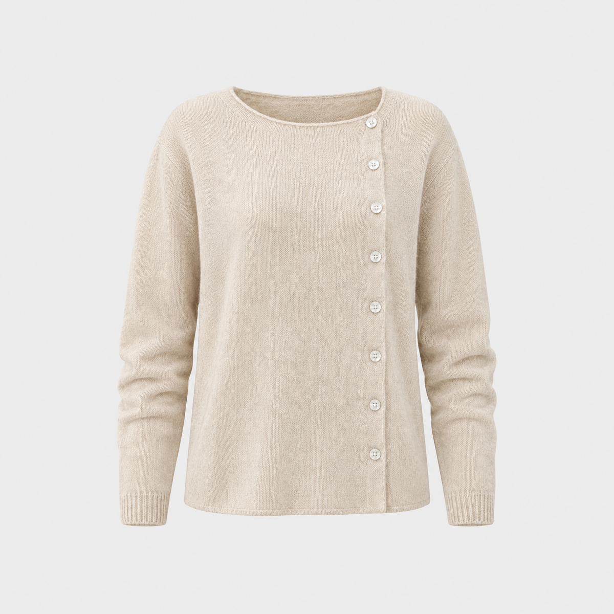 Amélise Womens Asymmetric Button Cashmere Blend Sweater