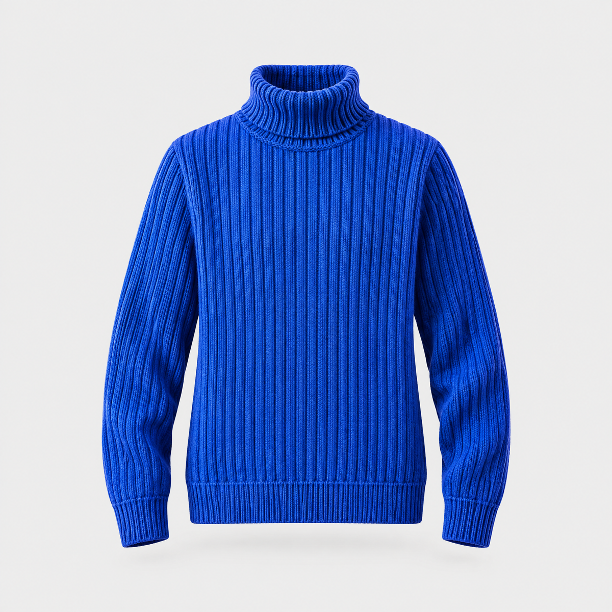 Colton Mens Wool Blend Turtleneck Sweater in Cobalt Blue