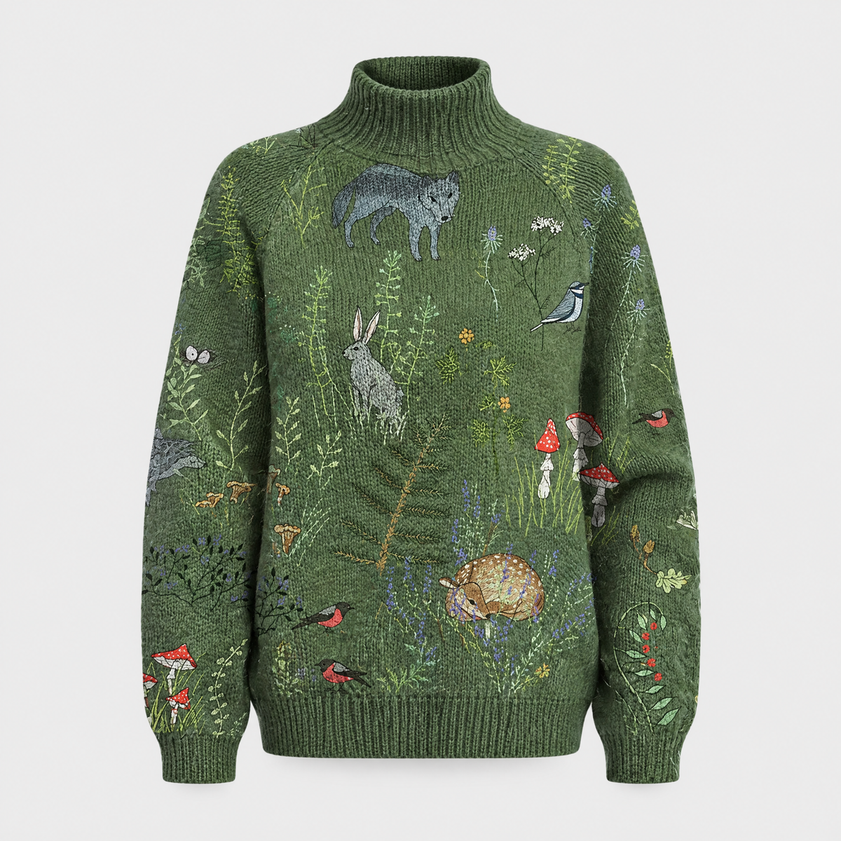 Women's Warm Turtleneck Sweater, Plush Design | Elegant Neckline, Flattering Drape | Green, Blue or Light Blue | XS–XL