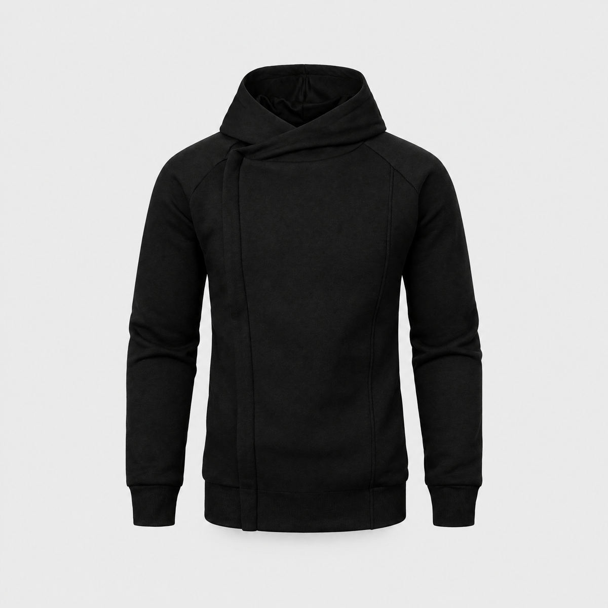 Jared Mens Crossover Zip Hoodie in Black