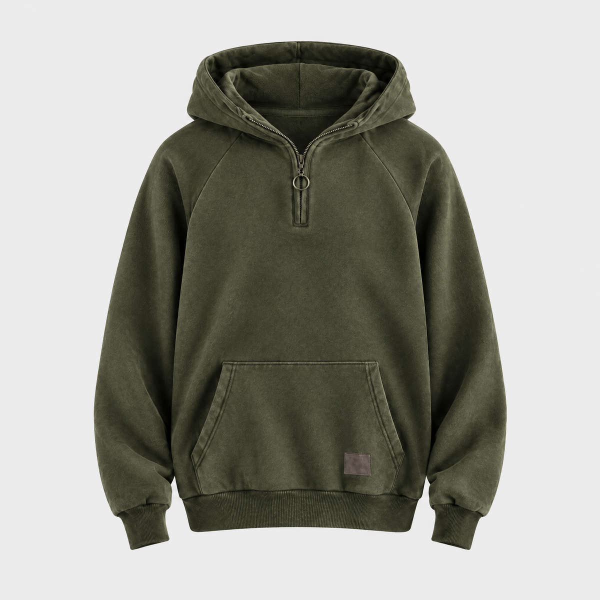 Derek Mens Cotton Quarter-Zip Hoodie in Green