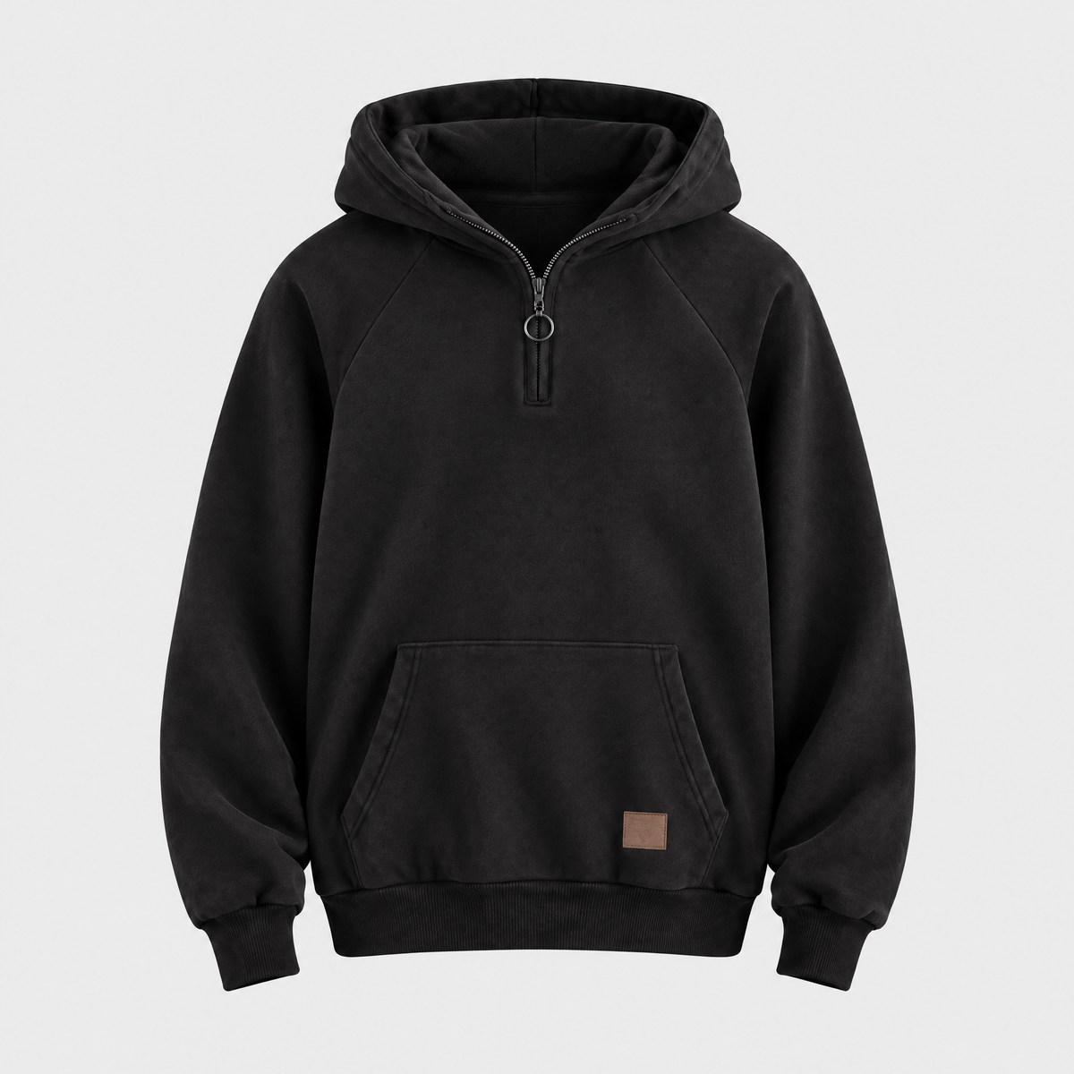 Derek Mens Cotton Quarter-Zip Hoodie in Black