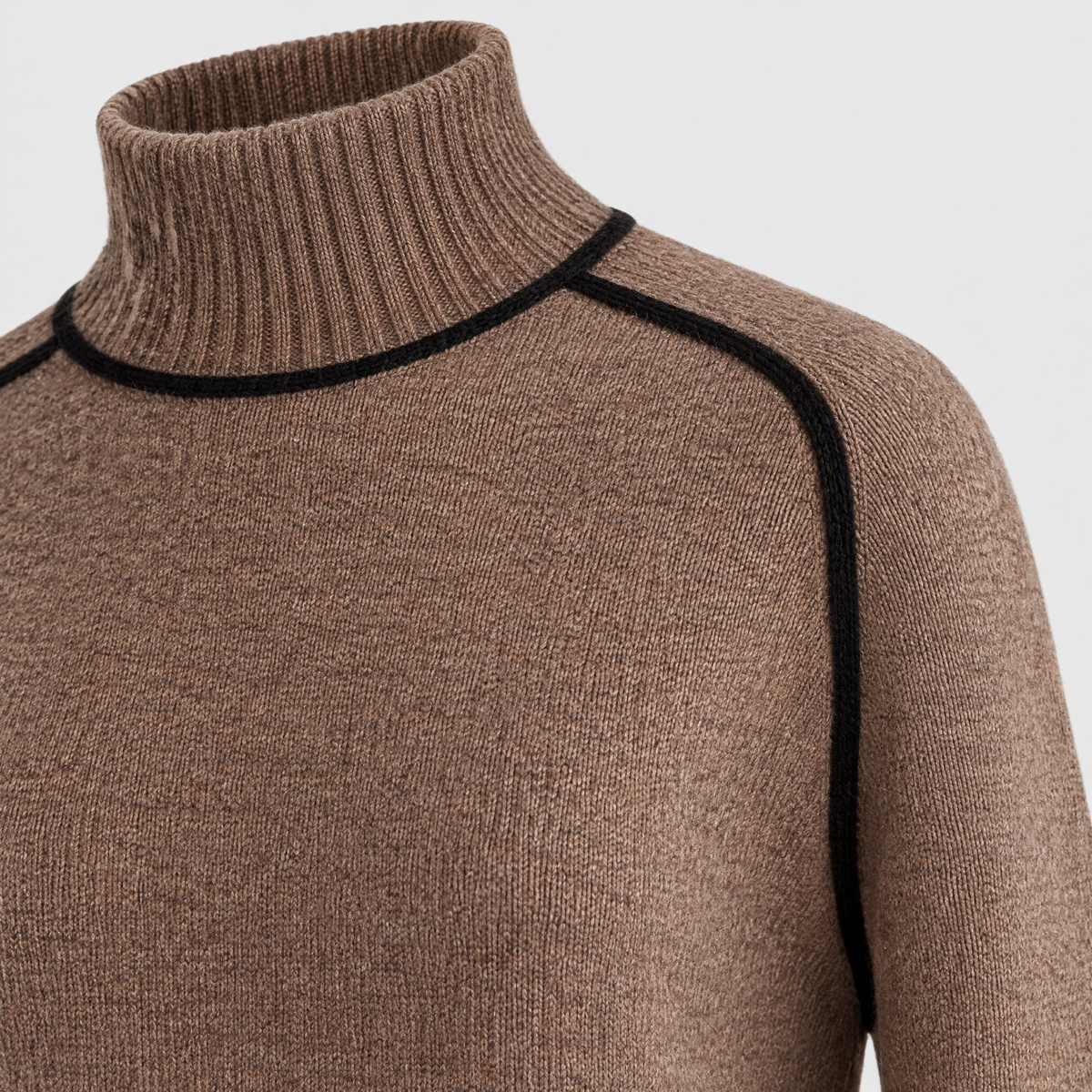 Anabella Womens Wool Cashmere Blend Turtleneck Sweater, turtleneck with black tipping detail