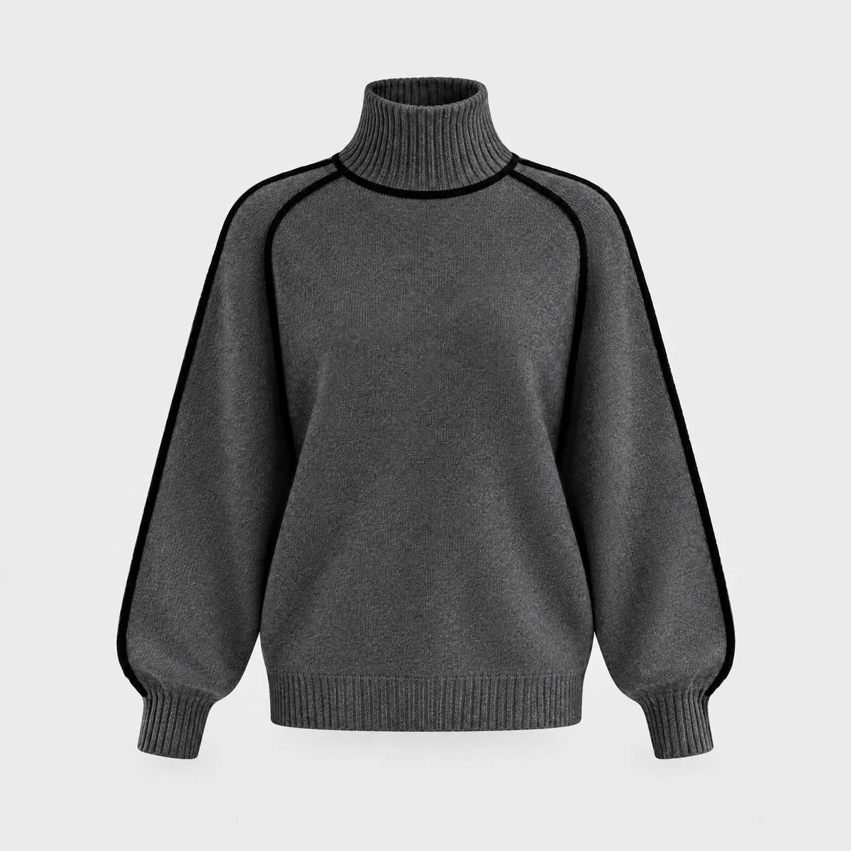 Anabella Womens Wool Cashmere Blend Turtleneck Sweater in Graphite Gray