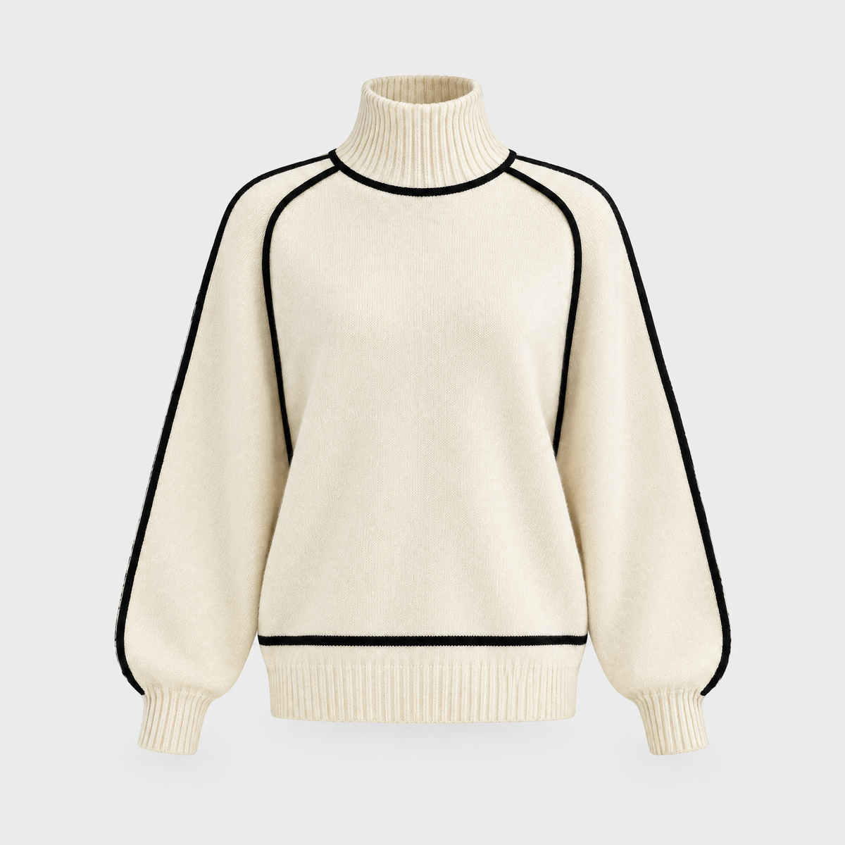 Anabella Womens Wool Cashmere Blend Turtleneck Sweater in Cream Beige