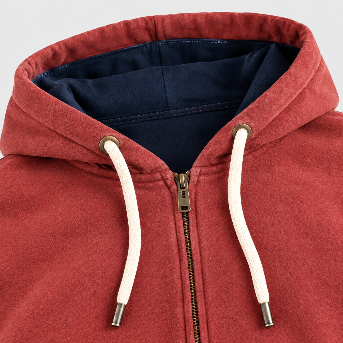 Corey Mens Heavyweight Full-Zip Hoodie, lined hood and drawcords detail