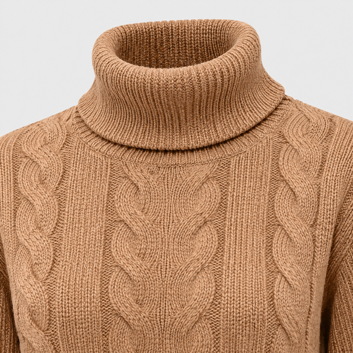 Catherine Womens Cable Knit Turtleneck Sweater, rolled turtleneck and cable knit detail