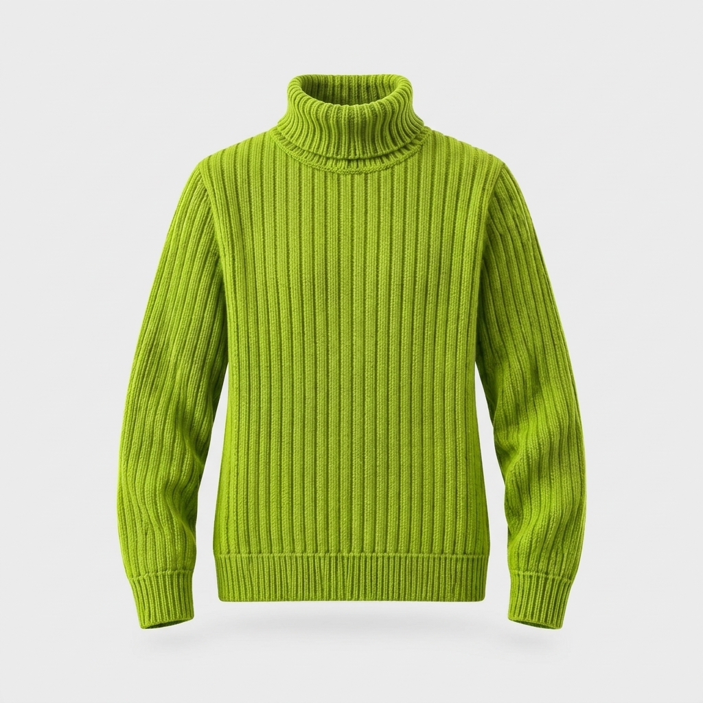 Colton Mens Wool Blend Turtleneck Sweater in Mint Green