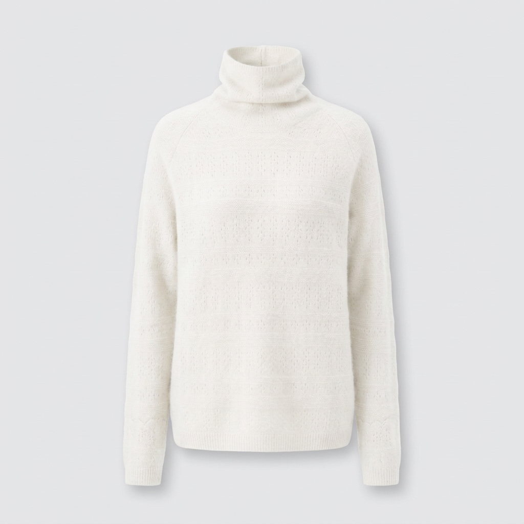 Aurielle Womens Wool Turtleneck Sweater in White