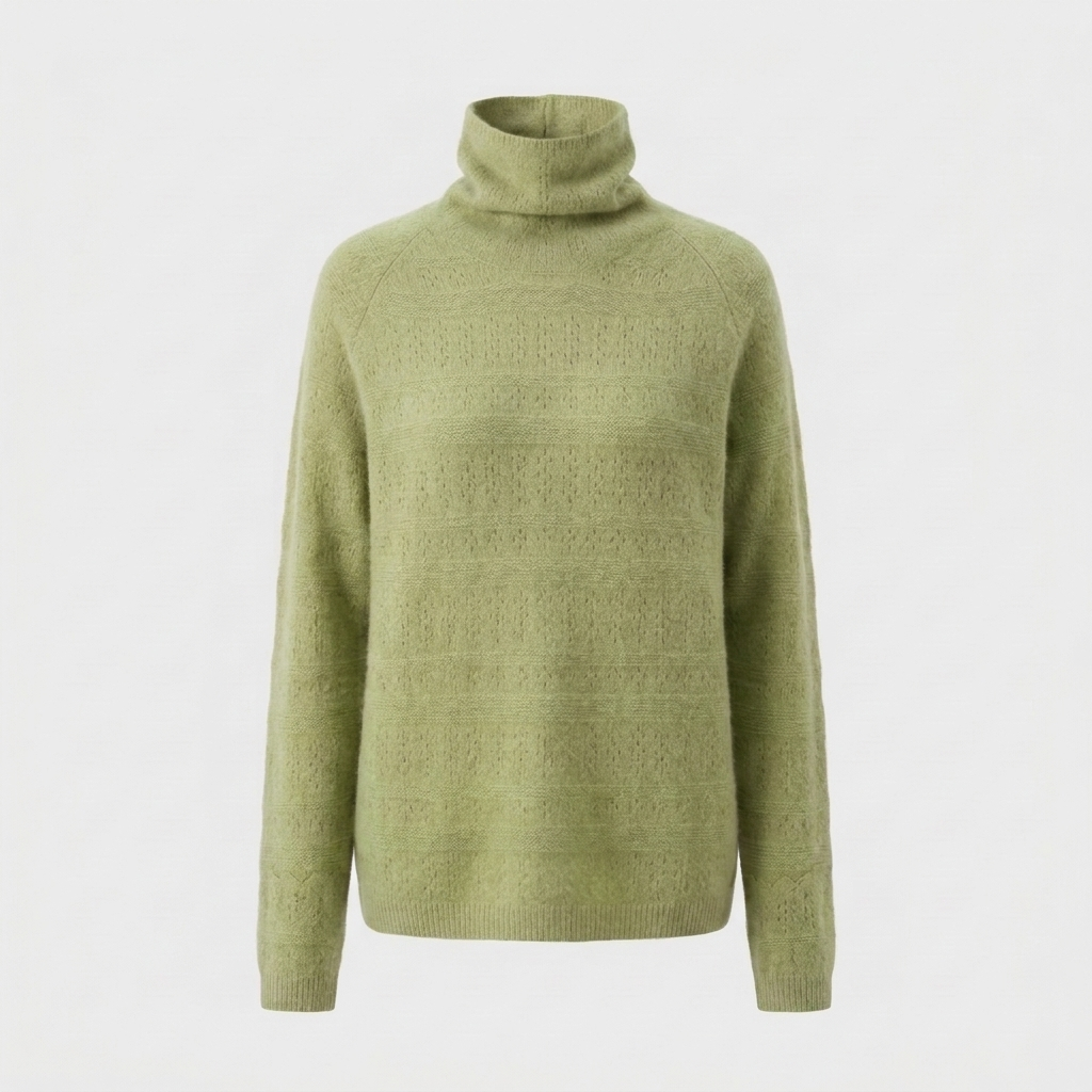 Aurielle Womens Wool Turtleneck Sweater in Sage Green