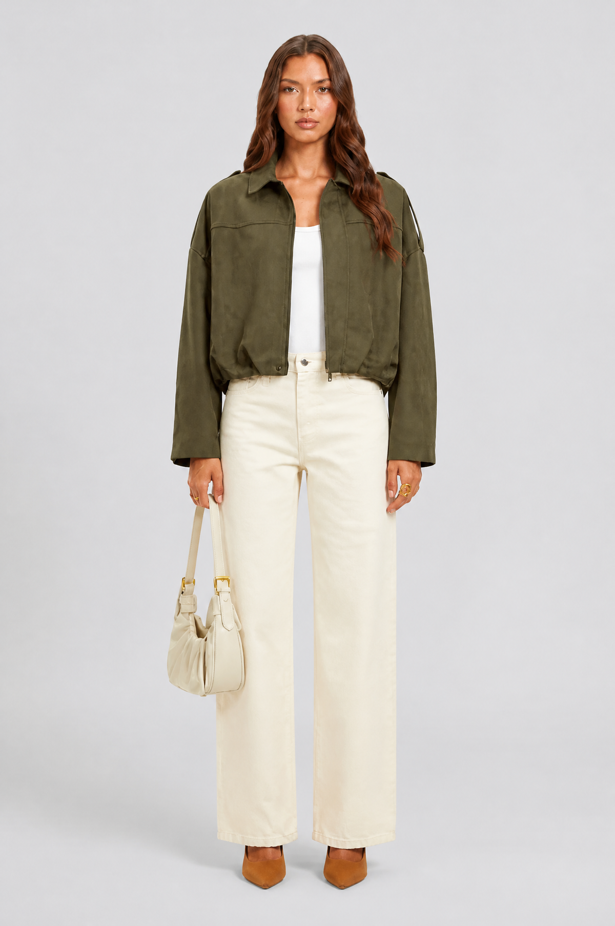 Jean Womens Oversized Suede Jacket, Cropped