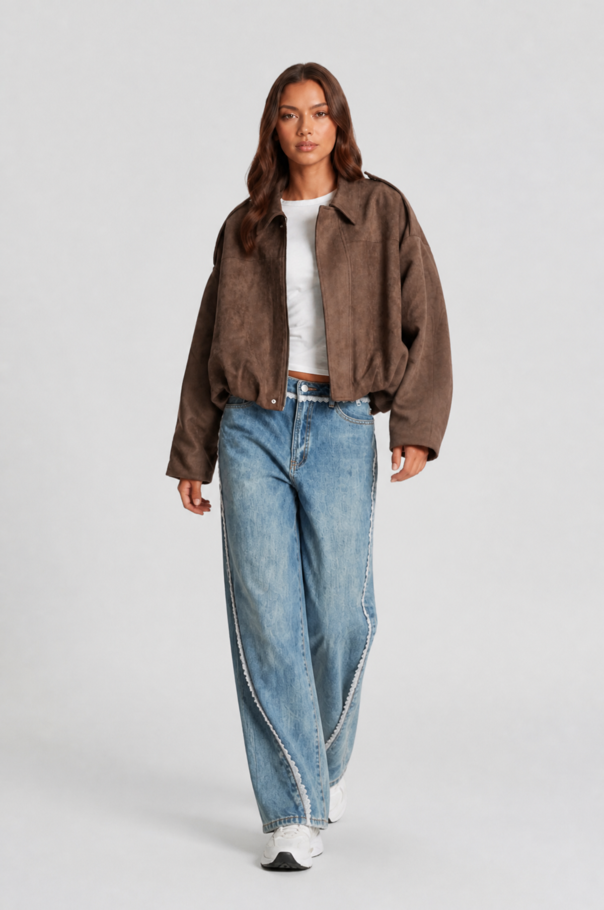 Jean Womens Oversized Suede Jacket, Cropped