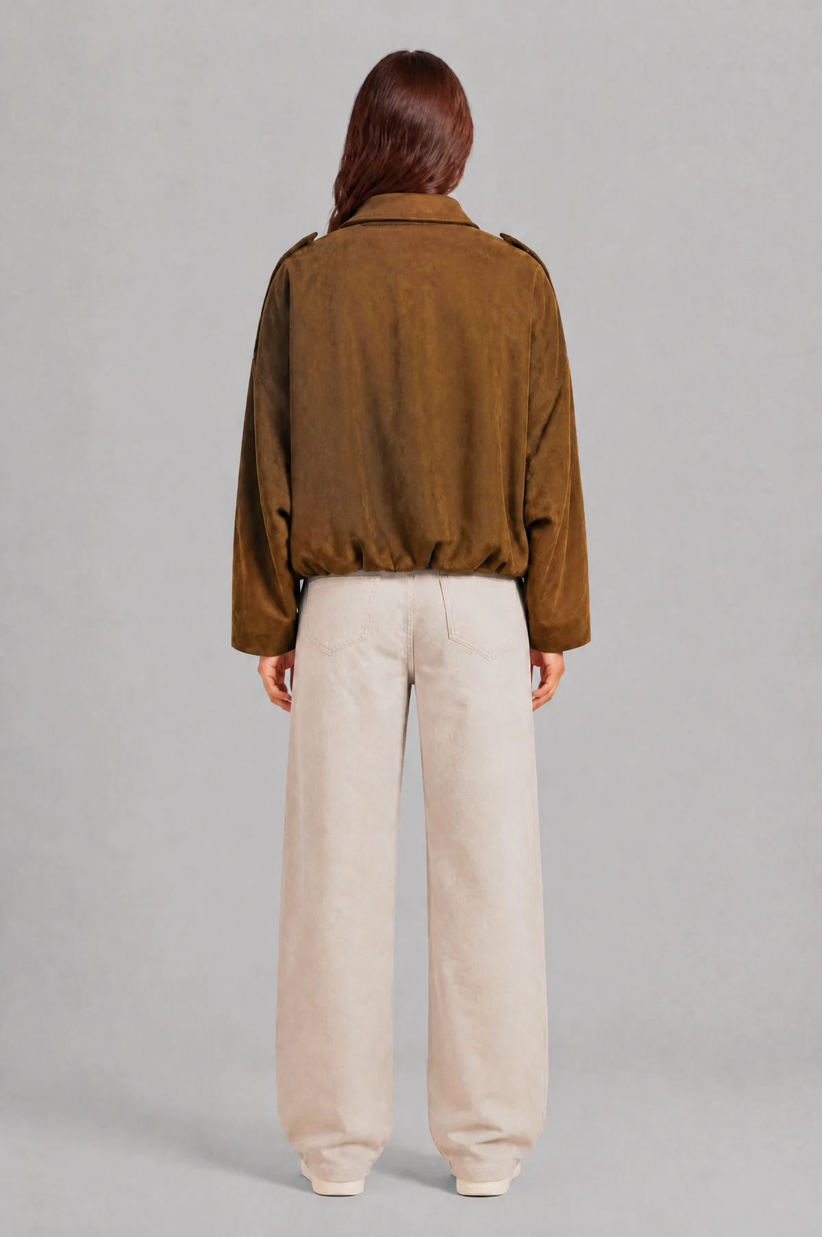 Jean Womens Oversized Suede Jacket, Cropped