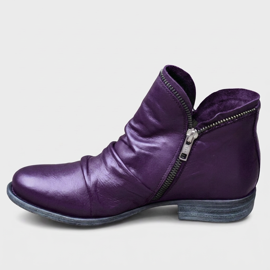 Eva Womens Wide Boots, Wide Fit Leather in purple