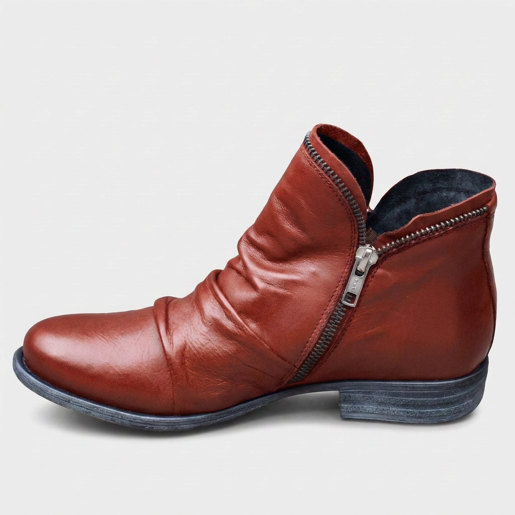 Eva Womens Wide Boots, Wide Fit Leather in red
