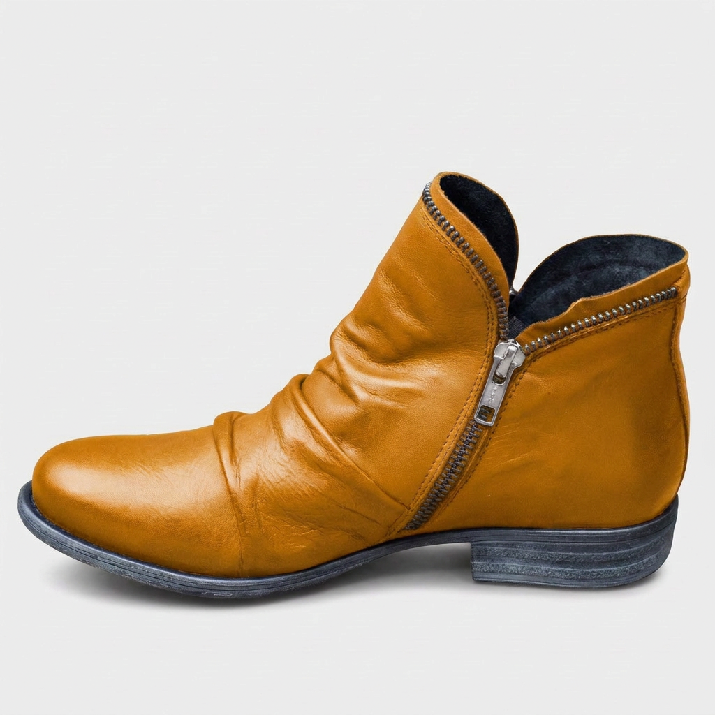 Eva Womens Wide Boots, Wide Fit Leather in yellow
