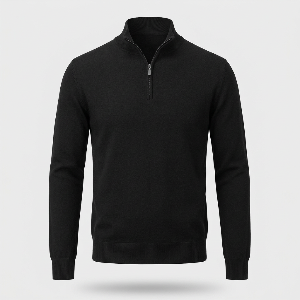 Dan Mens Half Zip Pullover Sweater in black