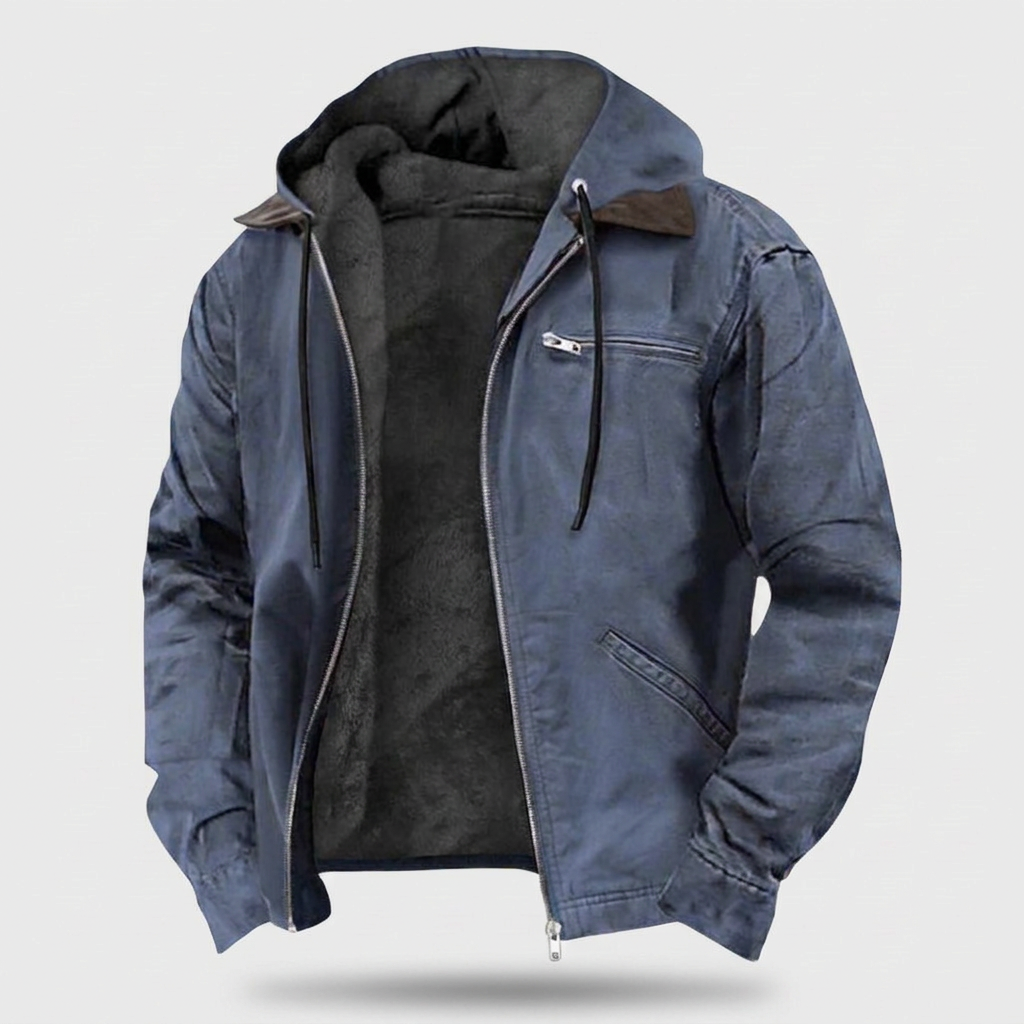 Foster Mens Zip Up Hooded Jacket, Casual in blue