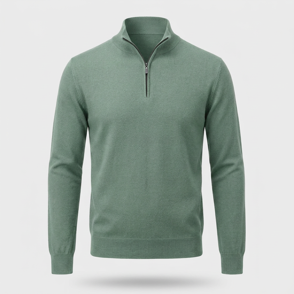 Dan Mens Half Zip Pullover Sweater in green
