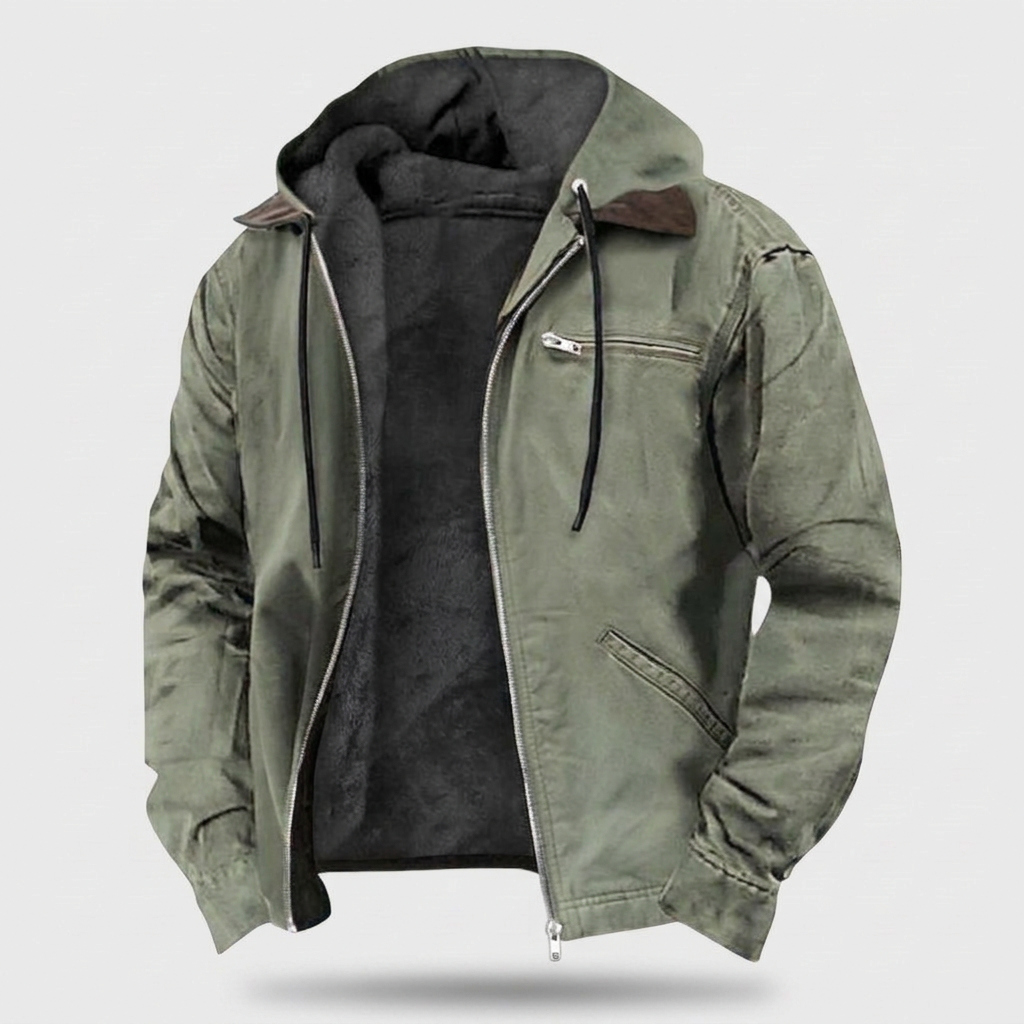 Foster Mens Zip Up Hooded Jacket, Casual in green