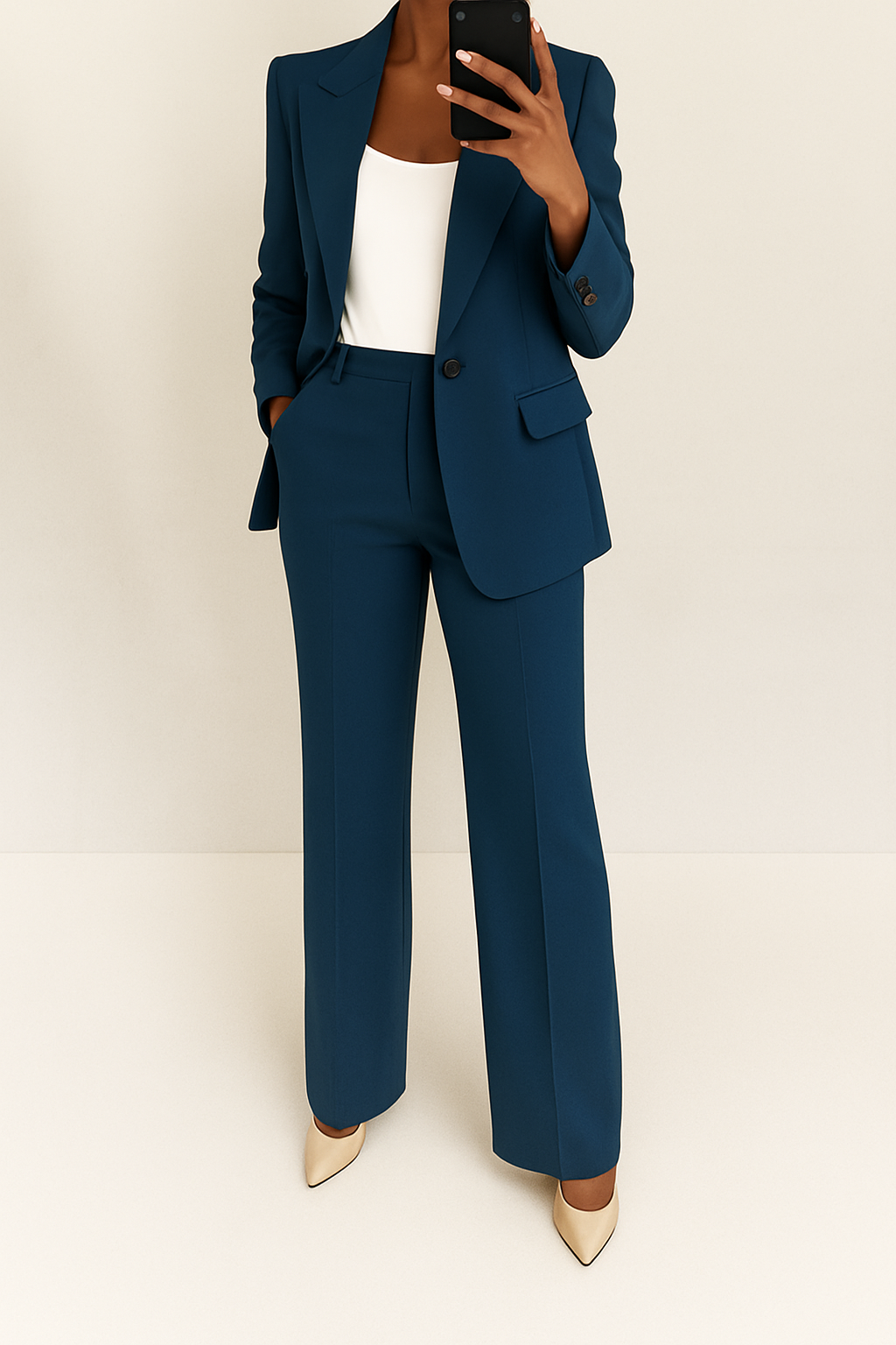 Amber Womens 2-Piece Suit with Blazer and Pants in Navy Blue
