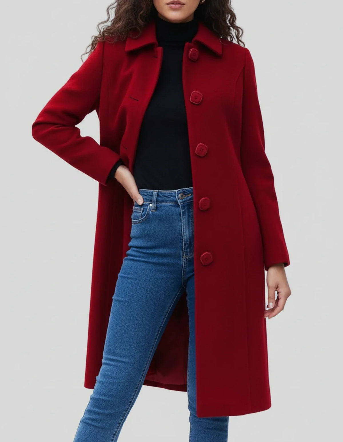 Joy Womens Trench Coat Single-Breasted with Fit and Flare Cut